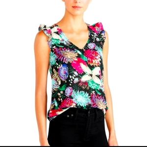 J.Crew Floral Flutter Sleeve Blouse